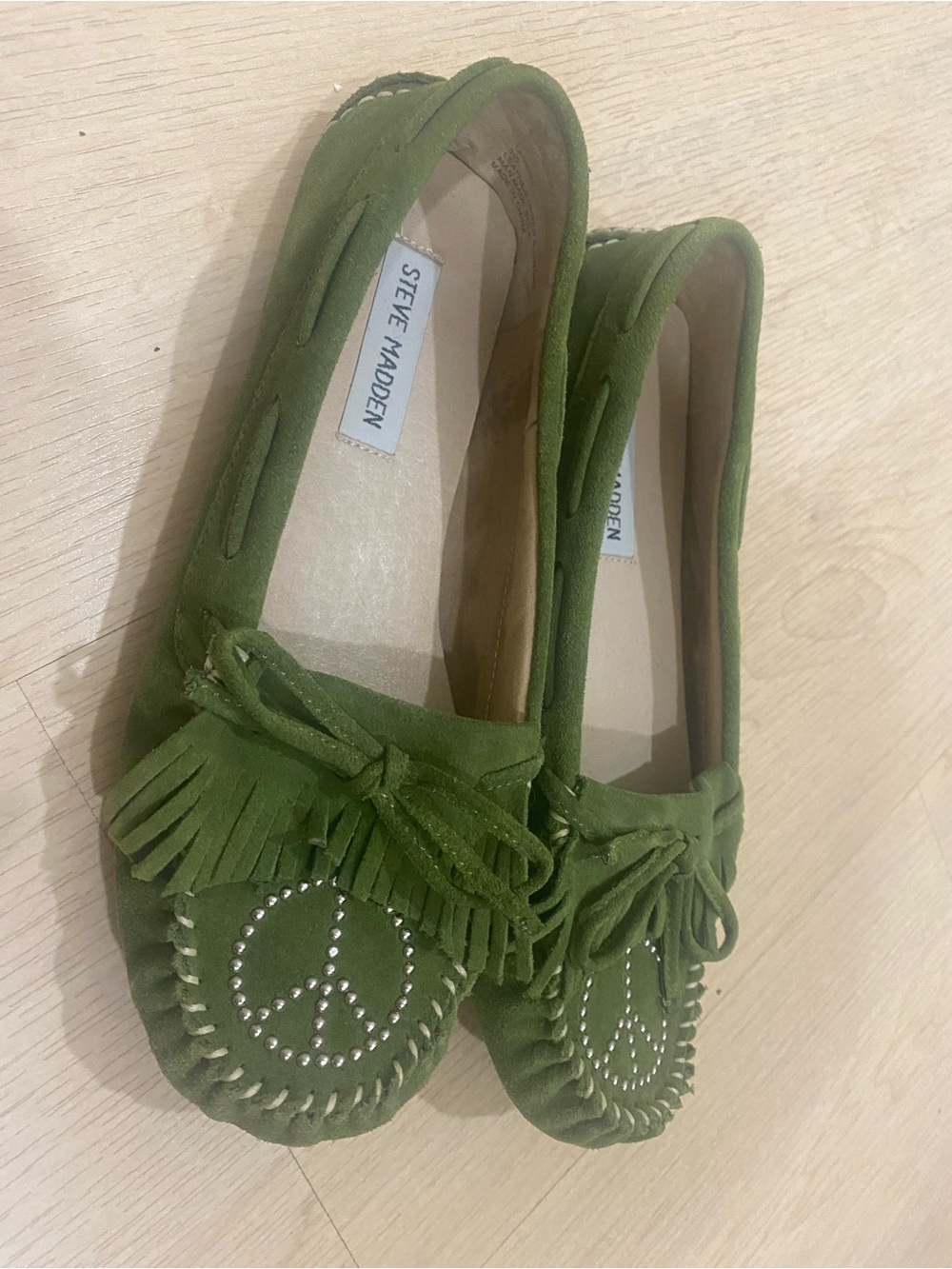 Steve Madden leather Suede Peace Moccasins Sz 6.5 loafer - Picture 3 of 9